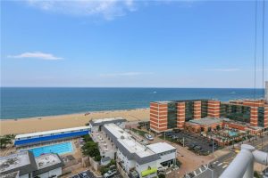 A view of the beach from above.