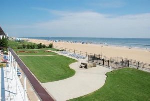 A view of the beach from above.